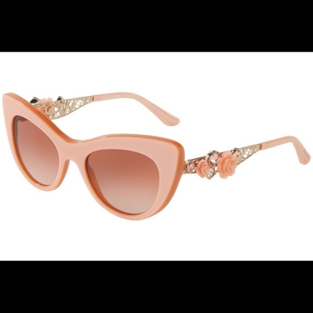 Dolce & Gabbana  Peach Sunglasses with Floral Detail